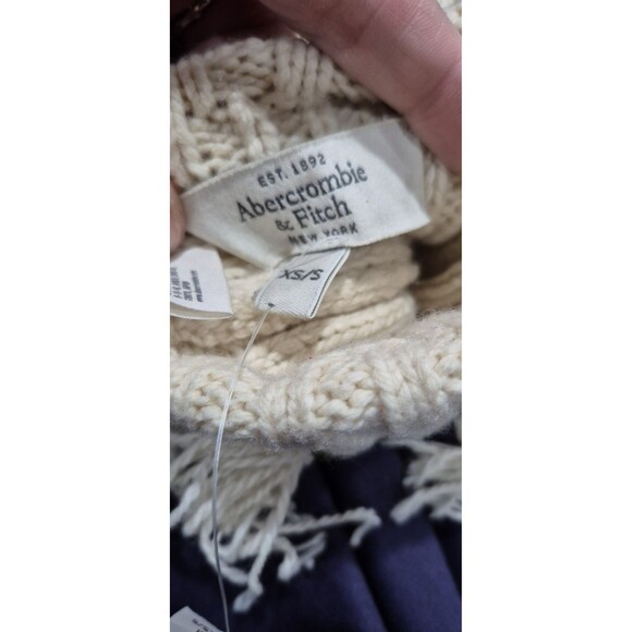 NWT Abercrombie & Fitch Knee High Cable Knit Leather Bottom Boho Tassel Slippers - Picture 6 of 6